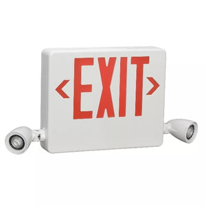 Dual Lite HCXURW-03L Side Mount Designer LED Exit Sign and Emergency Light, Universal Face, Red Letters, 3W LED Lamps, White Finish
