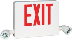 Dual-Lite HCXURWRC12-UST Side Mount Designer LED Exit Sign and Emergency Light, Universal Face, Red Letters, White Finish, with 12W Remote Capacity, Lighting Heads Included, US Transform