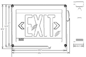Dual-Lite LN4XRWE Wet Location Thermoplastic Exit Sign, 120/277V, Red Letters, White Finish, Emergency Operation, No Self-Diagnostics