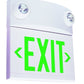 Dual-Lite LTUGWDI 10W Tandem Emergeny Lighting Unit and LED Exit Sign Combo, Single/ Double Face, Green Letters, White Finish, Damp Location Model, Spectron Self-Diagnostics