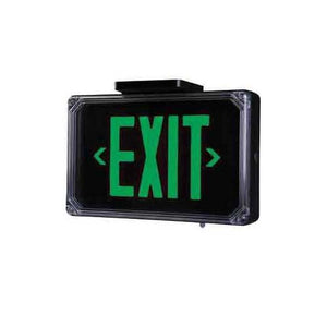 Dual-Lite SEWLSGBE Harsh Environment Exit Sign, 120/277V, Single Face, Green Letters, Black Finish, Emergency Operation