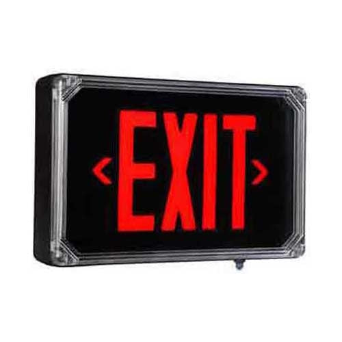Dual-Lite SEWLSRBE Harsh Environment Exit Sign, 120/277V, Single Face, Red Letters, Black Finish, Emergency Operation