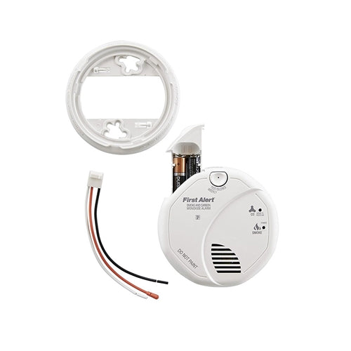 First Alert SC7010B 120V AC/DC Hardwired with 2 AA Batteries Backup Ph ...