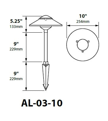 Focus Industries AL-03-10LED3CAM 12V 3W Omni LED Cast Aluminum 10" 2 Tier Pagoda Hat Area Light, Camel Tone Finish