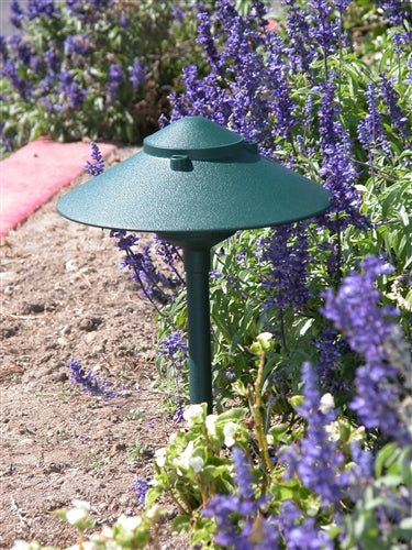 Focus Industries AL-03-10LED3RBV 12V 3W Omni LED Cast Aluminum 10" 2 Tier Pagoda Hat Area Light, Rubbed Verde Finish