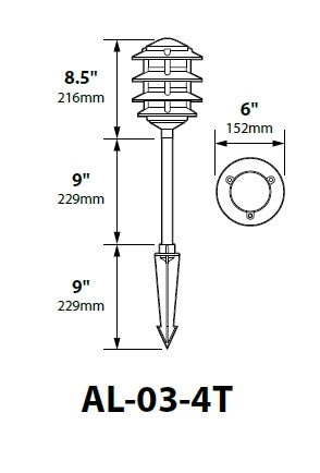 Focus Industries AL-03-4TLED3HTX 12V 3W Omni LED Cast Aluminum 6" 4 Tier Pagoda Hat Area Light, Hunter Texture Finish