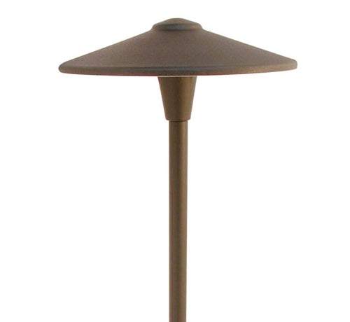Focus Industries  12V 3W Omni LED Cast Aluminum 10" China Hat Area Light, Brass Acid Rust Finish