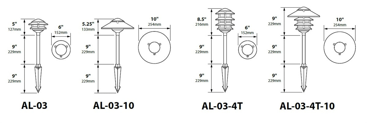 Focus Industries AL0310L12CPR 3W Omni Super Saver LED 10" Two Tier Pagoda Hat Area Light, Chrome Powder Finish
