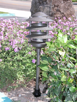 Focus Industries AL034TL12BLT 3W Omni Super Saver LED 6" Four Tier Pagoda Hat Area Light, Black Texture Finish