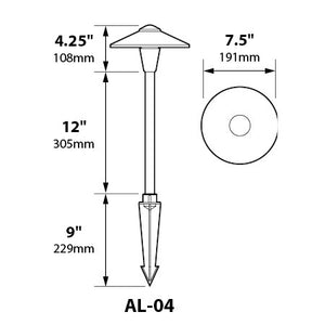 Focus Industries AL04AHL12CPR 12V 3W Omni LED 7.5" China Hat Area Light with Adjustable Hub, Chrome Powder Finish