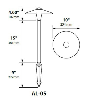Focus Industries AL05L12ATV 12V 3W Omni LED 10" China Hat Area Light, Antique Verde Finish