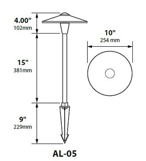 Focus Industries AL05L12WTX 12V 3W Omni LED 10" China Hat Area Light, White Texture Finish