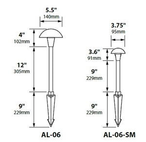 Focus Industries AL06SML12RBV 12V 3W Omni LED 3.5" Cast Aluminum Mini Mushroom Hat, Rubbed Verde  Finish