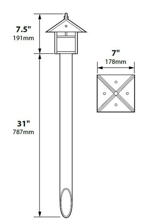 Focus Industries AL09L12CAM 12V 3W Omni LED Brass Post Lantern Area Light with ABS Post, Camel Tone Finish