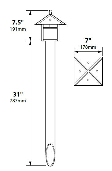 Focus Industries AL09L12HTX 12V 3W Omni LED Brass Post Lantern Area Light with ABS Post, Hunter Texture Finish