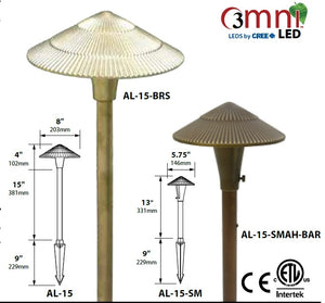 Focus Industries AL15L12CAM 12V 3W Omni LED 8" Cast Aluminum Tiki Hat, Camel Tone Finish