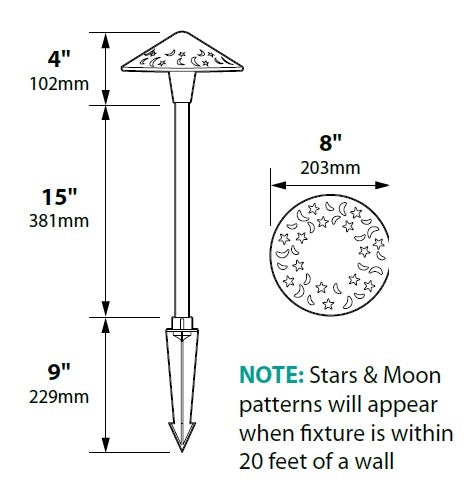 Focus Industries AL16AHL12BAR 12V 3W Omni LED 8" Cast Brass Stars and Moons Area Light with Adjustable Hub, Brass Acid Rust Finish