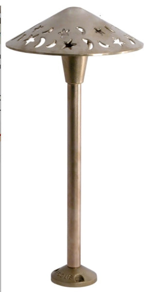 Focus Industries AL16AHL12BRS 12V 3W Omni LED 8" Cast Brass Stars and Moons Area Light with Adjustable Hub, Brass Finish