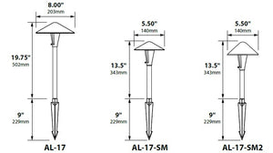 Focus Industries AL17L12WIR 12V 3W Omni LED 8" Cast Aluminum China Hat Area Light, Weathered Iron Finish