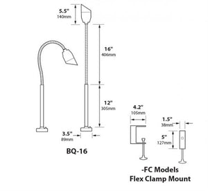 Focus Industries BQ-16-FC-L134-SS 12V 7W PAR16LED Stainless Steel BBQ Flext Light Deck Series with 5" Clamp Mount BBQ Light