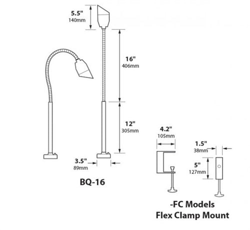 Focus Industries BQ-16-WB-L48-SS 12V 7W MR16 LED Stainless Steel BBQ Flext Light Deck Series with Weighted Base