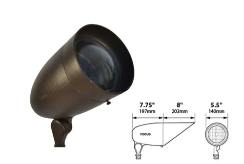 Focus Industries DL-38-NL-AC-RST 120V PAR38 Halogen Bullet Directional Light with Angle Collar, Lamp Not Included, Rust Finish