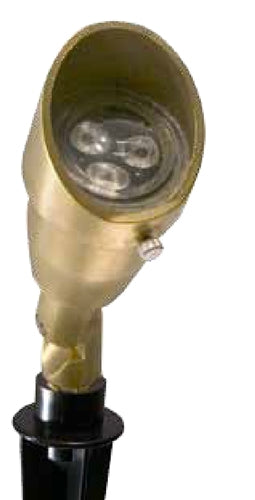 Focus Industries DL13L48BAV 7W Directional LED Cast Brass Bullet Light, MR16 36 Degrees Flood, Convex Lens, Brass Acid Verde