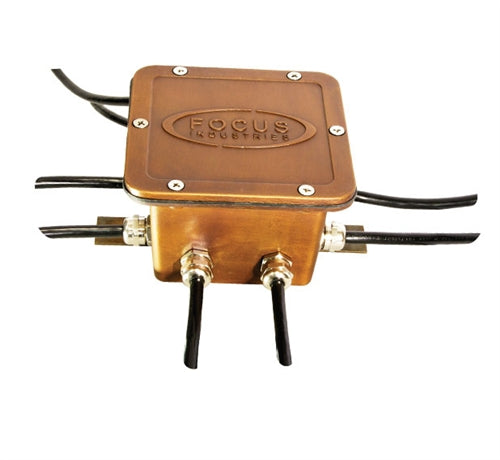 Focus Industries FA-H2-0JB2 Brass H2O J-Box, 2 PG9 Ports (1in/1out), no cable Finish