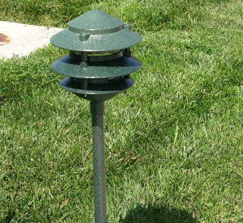 Focus Industries FAL-03-FL13S3-BLT 120V 13W CFL spiral 3 Tier 6" Pagoda Hat, 3" Post Mount Base Area Light, Black Texture Finish