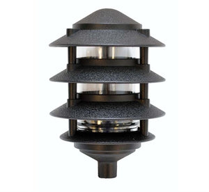 Focus Industries FAL-04-93-CAM 120V 9W CFL 4 Tier 6" Pagoda Hat, 3" Post Mount Base Area Light, Camel Tone Finish