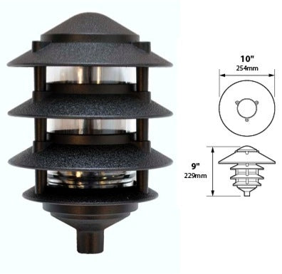 Focus Industries FAL-04-FL26S103-RST 120V 26W CFL spiral 4 Tier 10" Pagoda Hat, 3" Post Mount Base Area Light, Rust Finish