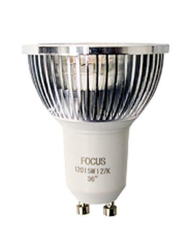 Focus Industries FL-LED-MR16SS1205W15 5W 12V Arrow Super Saver LED, MR16 GU10, 40,000 Hours, Dimmable 15 Degrees Spot, 3000K