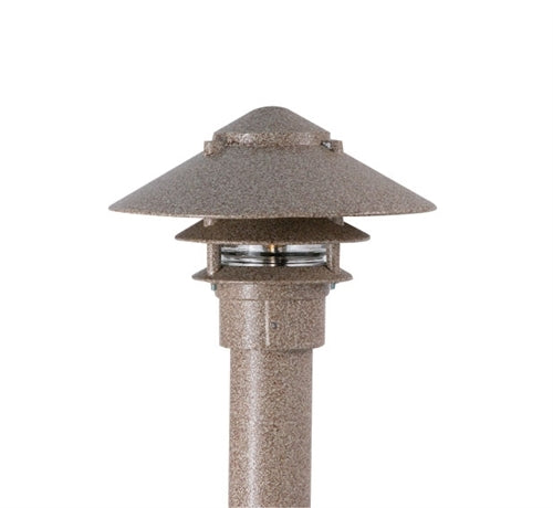 Focus Industries IAL-03-10NL3-STU E26 Standard Base 3 Tier 10" Pagoda Hat, 3" Post Mount Base Area Light, Stucco Finish