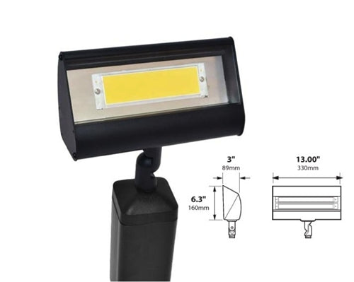 Focus Industries LFL-01-HELEDP12240V-RBV 240V 12W LED 3000K, Floodlight with Hood Extension, Rubbed Verde Finish