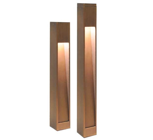 Focus Industries PL-23DM-24LEDP-BAV 12V 4W LED 300 lumens Square Bollard, Brass Acid Verde Finish