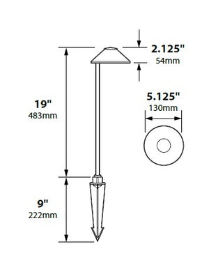 Focus Industries PL01L12RBV 12V 3W Omni LED 5.5" Cast Aluminum China Hat Path Light, Rubbed Verde  Finish