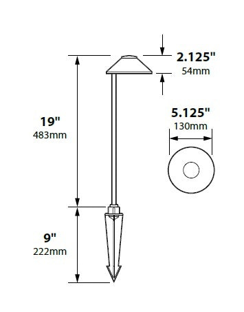 Focus Industries PL01L12STU 12V 3W Omni LED 5.5" Cast Aluminum China Hat Path Light, Stucco Finish