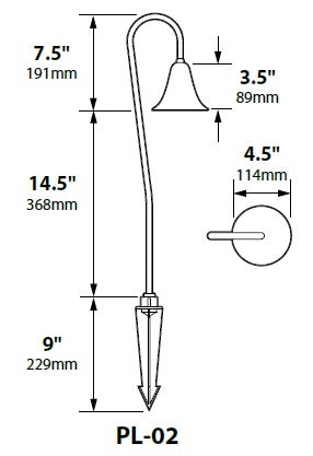 Focus Industries PL02L12CPR 12V 3W Omni LED 5.5" Spun Aluminum China Hat Path Light, Chrome Powder Finish