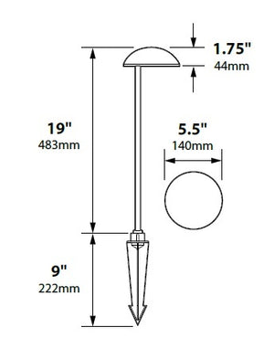 Focus Industries PL05L12STU 12V 3W Omni LED 5.5" Cast Aluminum Mushroom Hat Path Light, Stucco Finish