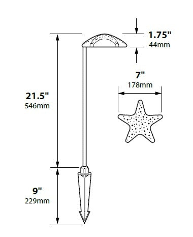 Focus Industries PL06L12WIR 12V 3W Omni LED Aluminum Starfish Path Light, Weathered Iron Finish