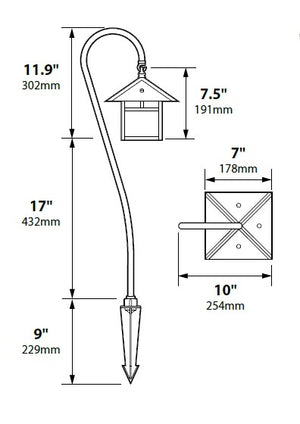 Focus Industries PL09L12CAM 12V 3W Omni LED Brass Lantern and Stem Path Light, Camel Tone Finish
