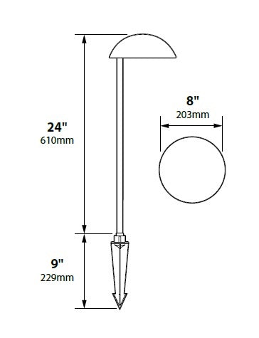 Focus Industries PL11L12STU 12V 3W Omni LED Cast Aluminum Mushroom Hat Path Light, Stucco Finish