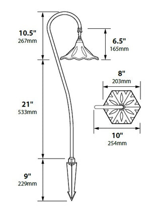 Focus Industries PL12L12CAM 12V 3W Omni LED 8" Cast Aluminum Oriental Hat, Camel Tone Finish