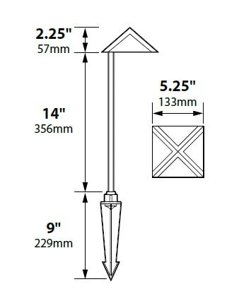 Focus Industries PL14L12BAV 12V 3W Omni LED 5" Pyramid Hat Path Light, Brass Acid Verde Finish