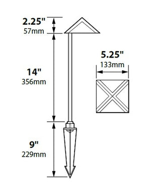 Focus Industries PL14L12BRS 12V 3W Omni LED 5" Pyramid Hat Path Light, Brass Finish