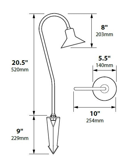 Focus Industries PL15L12CAR 12V 3W Omni LED 5.5" Bell Path Light with Copper Neck, Copper Acid Rust Finish
