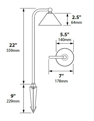 Focus Industries PL19L12BAV 12V 3W Omni LED 5.5" Spun Brass Bell Path Light, Brass Acid Verde Finish