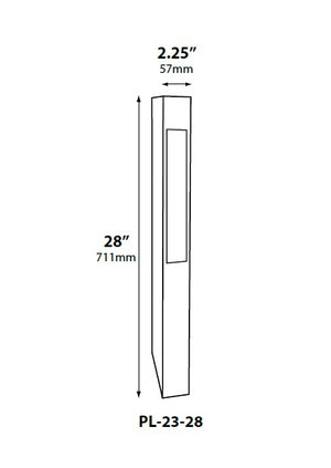 Focus Industries PL2328L12WBR 12V 3W Omni LED 28" Aluminum Bollard Path Light, Weathered Brown Finish