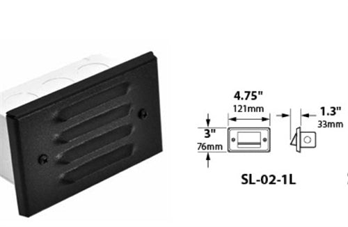 Focus Industries SL-02-1L-RST 12V 18W S8 Incandescent 1 Louver Lensed Step Light, Rust Finish