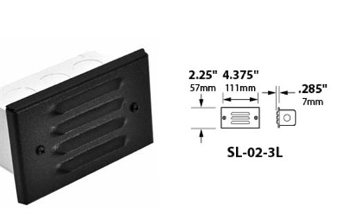 Focus Industries SL-02-3L-CPR 12V 18W S8 Incandescent 3 Louver Step Light, Chrome Powder Finish